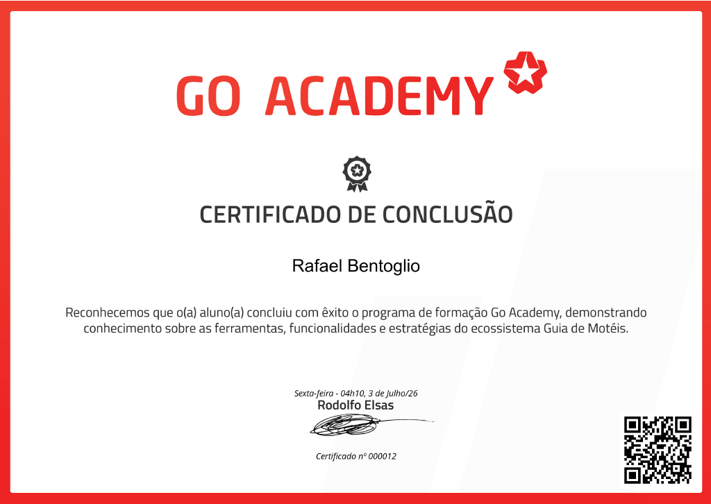 Certificado Go Academy - Rafael Bentoglio